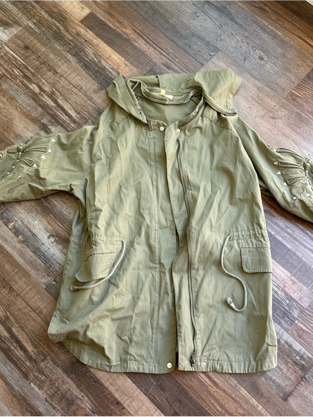 Lightweight Olive Green Hooded Utility Jacket